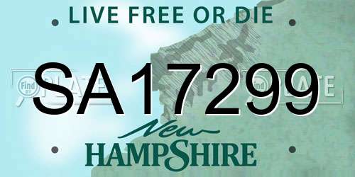 SA17299 New Hampshire License Plate