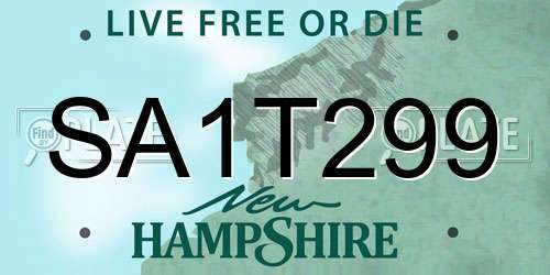 SA1T299 New Hampshire License Plate