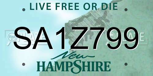 SA1Z799 New Hampshire License Plate