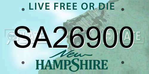 SA26900 New Hampshire License Plate