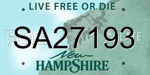 SA27193 New Hampshire License Plate