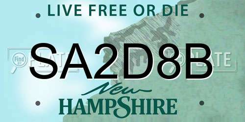 SA2D8B New Hampshire License Plate