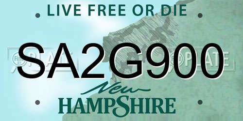 SA2G900 New Hampshire License Plate
