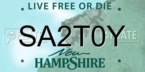 SA2T0Y New Hampshire License Plate