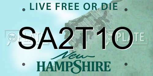 SA2T1O New Hampshire License Plate