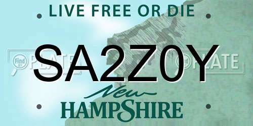 SA2Z0Y New Hampshire License Plate