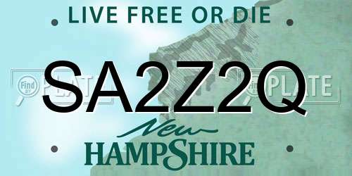 SA2Z2Q New Hampshire License Plate