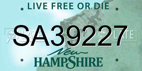 SA39227 New Hampshire License Plate