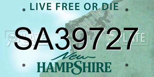 SA39727 New Hampshire License Plate