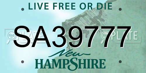 SA39777 New Hampshire License Plate