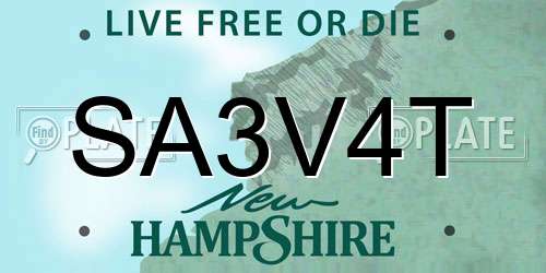 SA3V4T New Hampshire License Plate