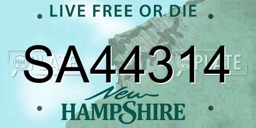 SA44314 New Hampshire License Plate