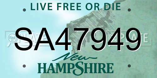 SA47949 New Hampshire License Plate