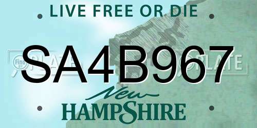 SA4B967 New Hampshire License Plate