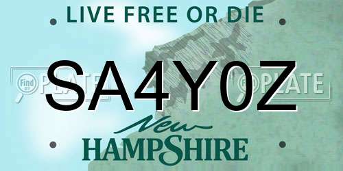 SA4Y0Z New Hampshire License Plate