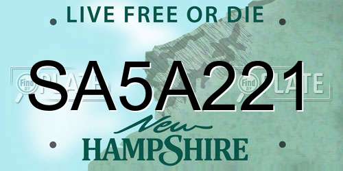 SA5A221 New Hampshire License Plate