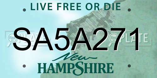 SA5A271 New Hampshire License Plate