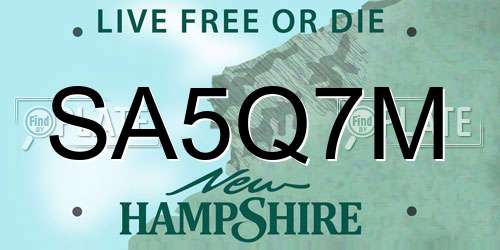 SA5Q7M New Hampshire License Plate