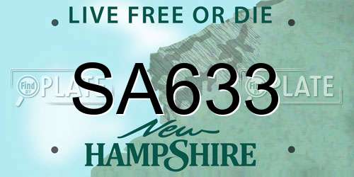 SA633 New Hampshire License Plate