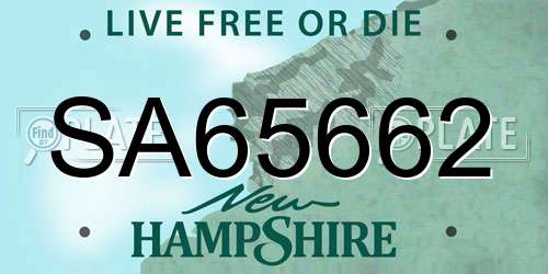 SA65662 New Hampshire License Plate