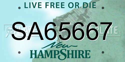 SA65667 New Hampshire License Plate