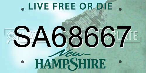 SA68667 New Hampshire License Plate