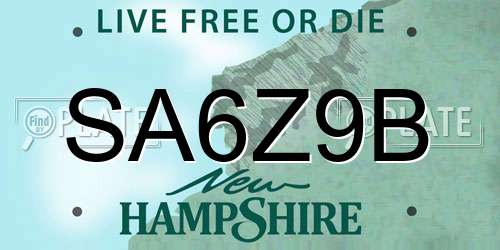 SA6Z9B New Hampshire License Plate