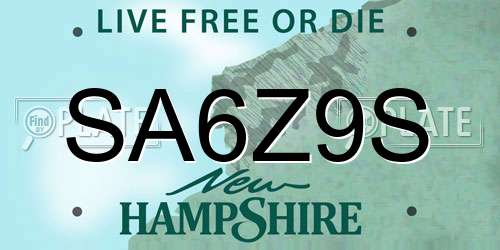 SA6Z9S New Hampshire License Plate