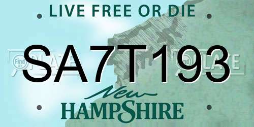 SA7T193 New Hampshire License Plate