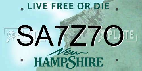 SA7Z7O New Hampshire License Plate