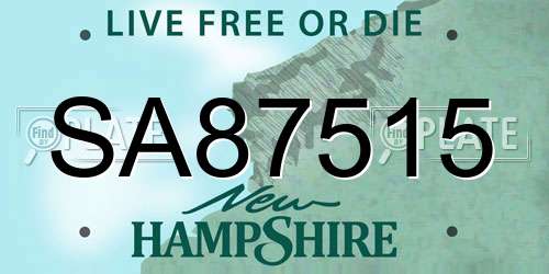 SA87515 New Hampshire License Plate
