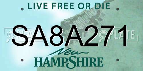 SA8A271 New Hampshire License Plate