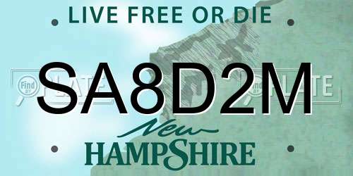 SA8D2M New Hampshire License Plate