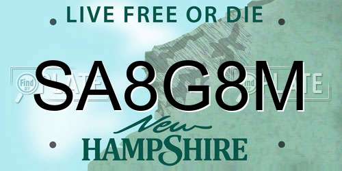 SA8G8M New Hampshire License Plate