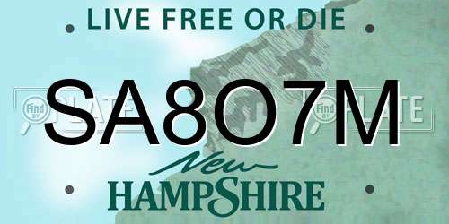SA8O7M New Hampshire License Plate