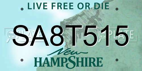 SA8T515 New Hampshire License Plate