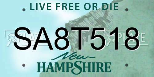SA8T518 New Hampshire License Plate