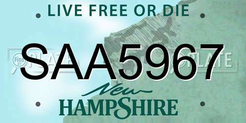 SAA5967 New Hampshire License Plate