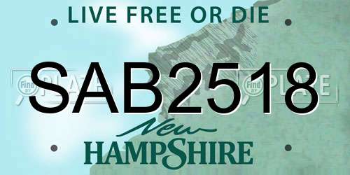 SAB2518 New Hampshire License Plate