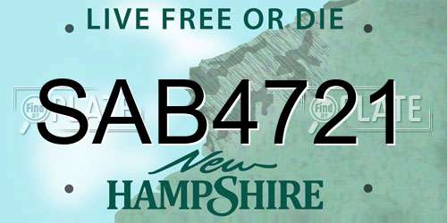 SAB4721 New Hampshire License Plate