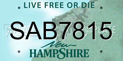 SAB7815 New Hampshire License Plate
