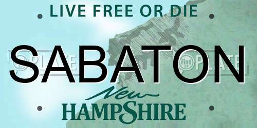 SABATON New Hampshire License Plate