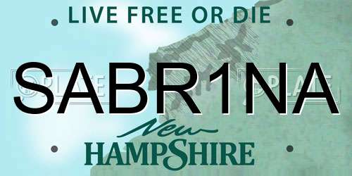 SABR1NA New Hampshire License Plate
