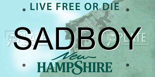 SADBOY New Hampshire License Plate