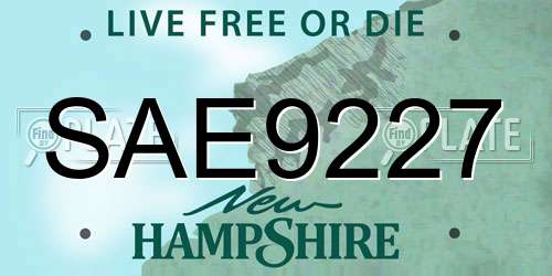 SAE9227 New Hampshire License Plate