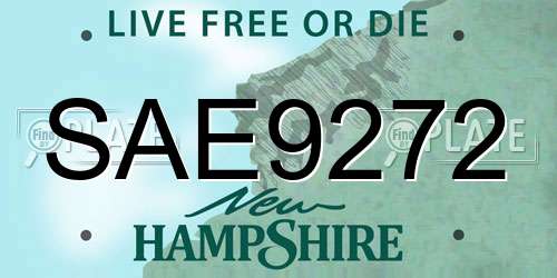 SAE9272 New Hampshire License Plate