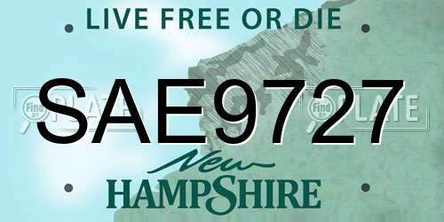 SAE9727 New Hampshire License Plate