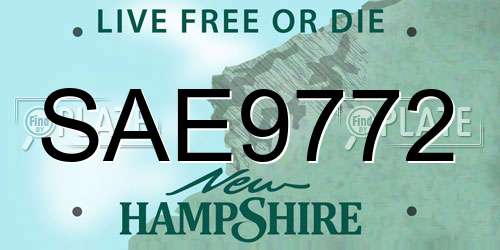 SAE9772 New Hampshire License Plate