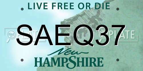 SAEQ37 New Hampshire License Plate
