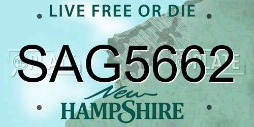 SAG5662 New Hampshire License Plate